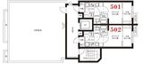 グローリオシェルト武蔵小杉Ⅱ 501 間取り図