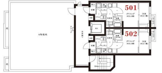 グローリオシェルト武蔵小杉Ⅱ 502 間取り図