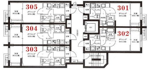 グローリオシェルト武蔵小杉Ⅱ 304 間取り図