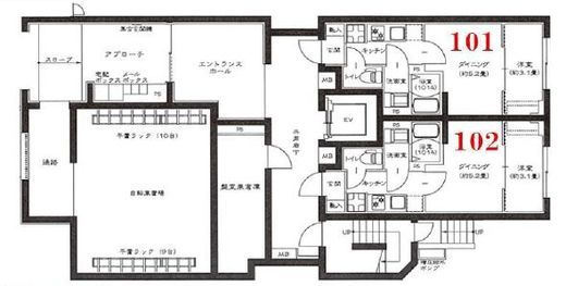 グローリオシェルト武蔵小杉Ⅱ 101 間取り図