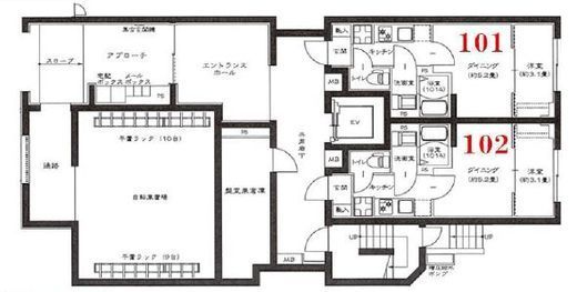 グローリオシェルト武蔵小杉Ⅱ 102 間取り図