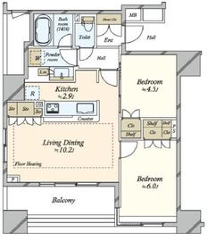 クレヴィア住吉扇橋 9階 間取り図