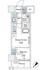 パークアクシス横浜伊勢佐木町通り 1009 間取り図