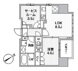 グランエール西日暮里NORTH 404 間取り図