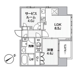 グランエール西日暮里NORTH 1203 間取り図
