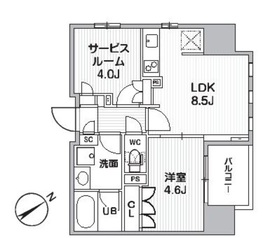 グランエール西日暮里NORTH 1303 間取り図