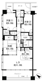 パークホームズ二子多摩川フェアアリーナ 7階 間取り図