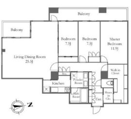 六本木ヒルズレジデンス B棟 9階 間取り図