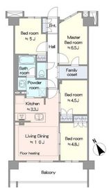 レーベン横浜山手 ONE WARD COURT 7階 間取り図