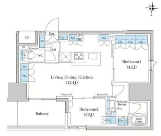 スタイリオ蒲田WEST 1407 間取り図