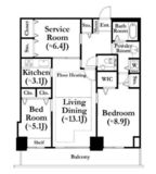 河田町ガーデン 1-2202 間取り図