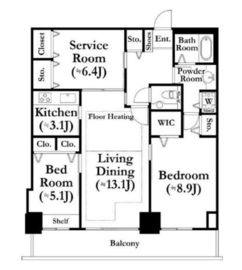 河田町ガーデン 1-2202 間取り図