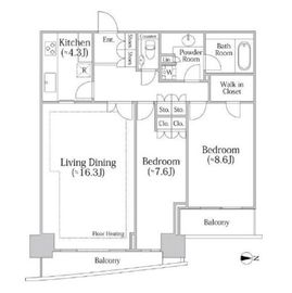 河田町ガーデンクラブフロア 3203 間取り図