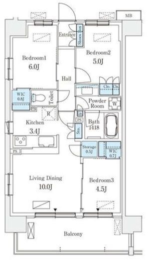 スカイグランデ津田沼 607 間取り図