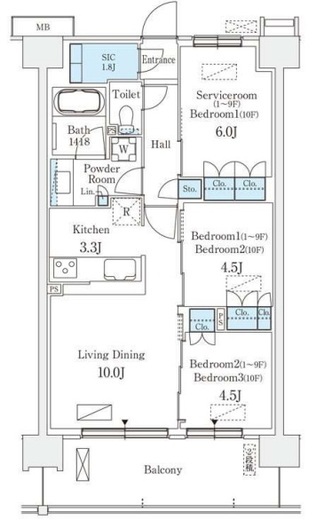 スカイグランデ津田沼 709 間取り図
