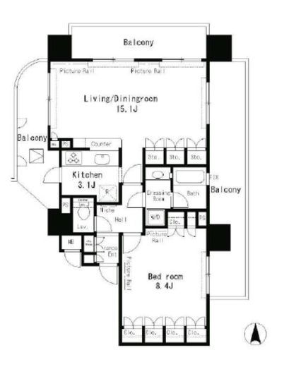 パークアクシス四谷ステージ 1401 間取り図