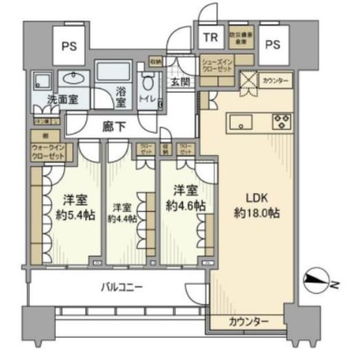 パークコート文京小石川ザ・タワー 25階 間取り図