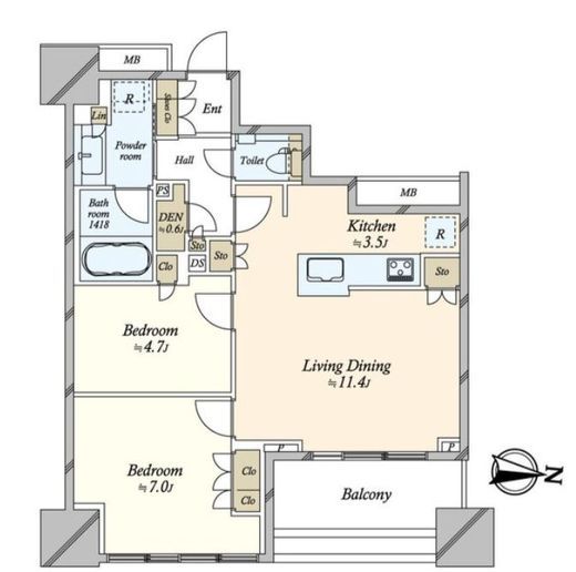 プラウドタワー亀戸クロス 3階 間取り図