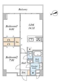 スカイグランデ千住 605 間取り図