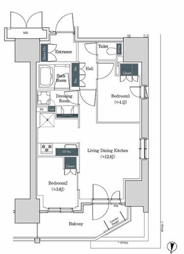 ブルックサイドレジデンス木場 1418 間取り図