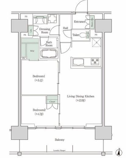 ブルックサイドレジデンス木場 1406 間取り図