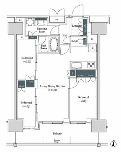 ブルックサイドレジデンス木場 1404 間取り図