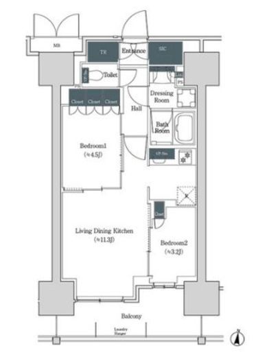 ブルックサイドレジデンス木場 1403 間取り図