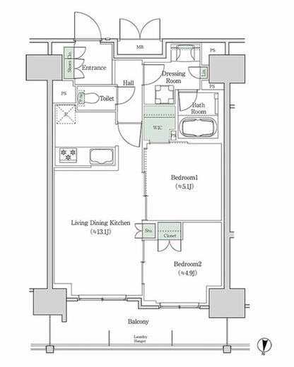 ブルックサイドレジデンス木場 1412 間取り図