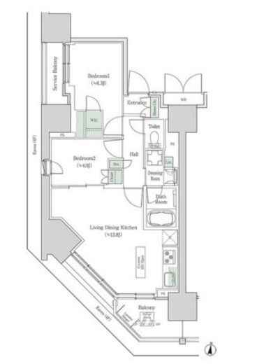 ブルックサイドレジデンス木場 1401 間取り図