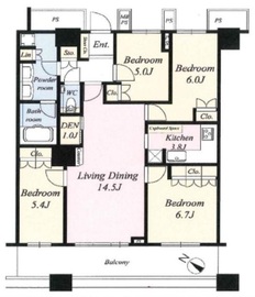 ザ・東京タワーズ ミッドタワー 45階 間取り図