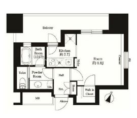 カテリーナ三田タワースイート ウエストアーク 9階 間取り図