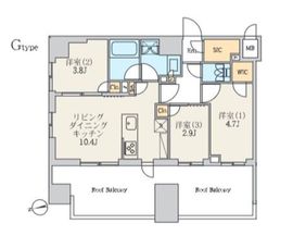 クレストコート北千住レジデンス 1101 間取り図