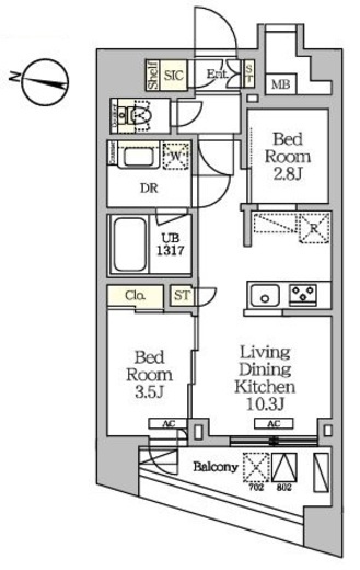NOGATARESIDENCE 702 間取り図