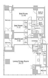 虎ノ門ヒルズレジデンシャルタワー 25階 間取り図