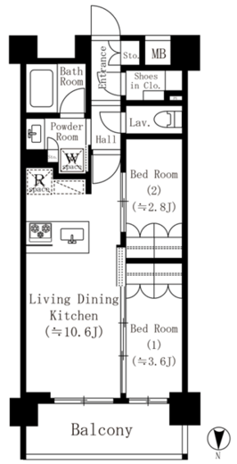 ラクレイス国分寺 3階 間取り図