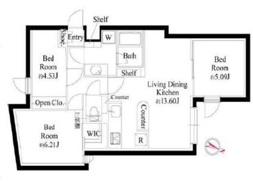 GRAN PASEO代々木上原 (グランパセオ代々木上原) 206 間取り図