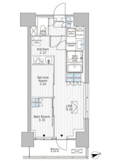 パークアクシス市川 808 間取り図