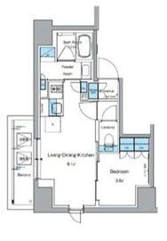 ルフォンプログレ上野御徒町 1501 間取り図