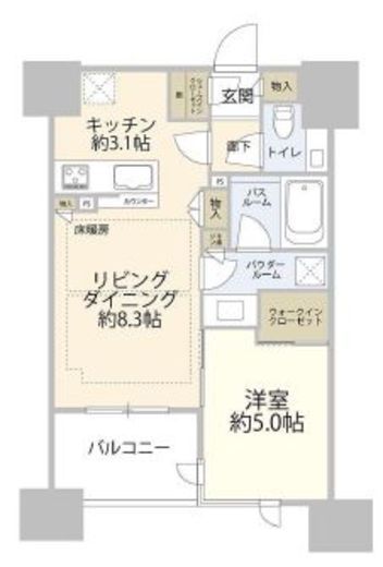 シティハウス四谷津の守坂 12階 間取り図