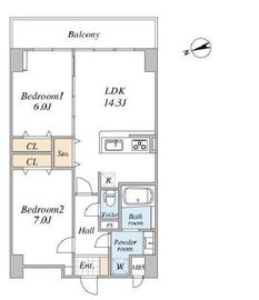 スカイグランデ千住 1005 間取り図