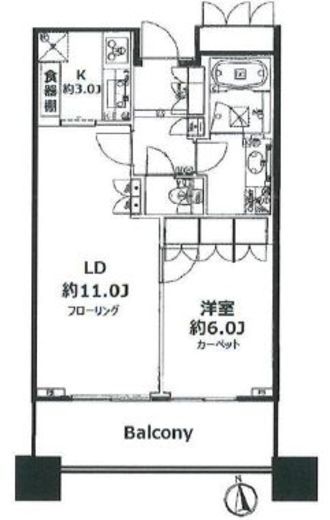パークタワー目黒 9階 間取り図