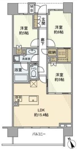 ザ・パームス祐天寺マスタープレイス 6階 間取り図