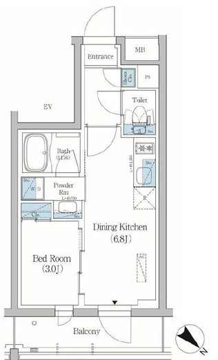 プライムブリス品川旗の台 202 間取り図