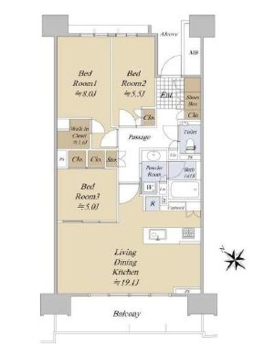 HARUMI FLAG PARK VILLAGE (晴海フラッグ パークヴィレッジ) 3階 間取り図