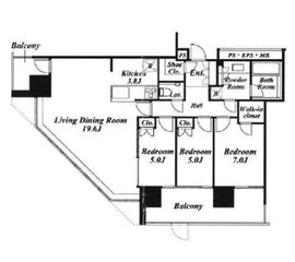 ブリリアグランデみなとみらいオーシャンフロントタワー 4階 間取り図