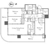 HARUMI FLAG PARK VILLAGE T棟 (晴海フラッグ パークヴィレッジ T棟) 13階 間取り図