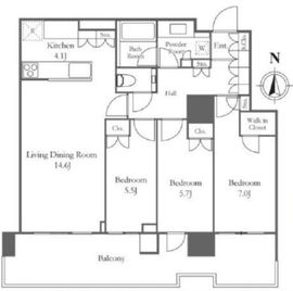 HARUMI FLAG PARK VILLAGE T棟 (晴海フラッグ パークヴィレッジ T棟) 13階 間取り図