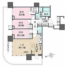HARUMI FLAG SUN VILLAGE T棟 (晴海フラッグ サンヴィレッジ T棟) 9階 間取り図