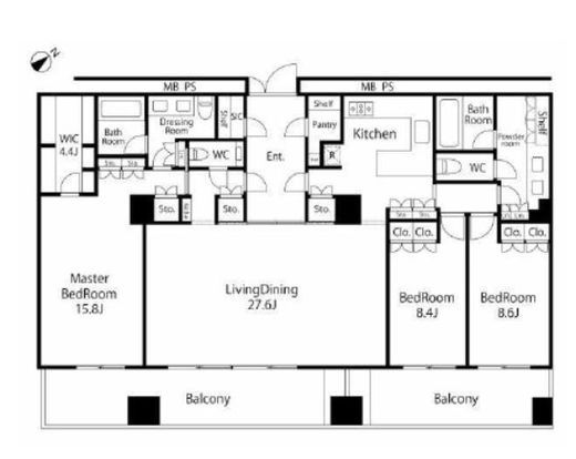 アークヒルズ仙石山レジデンス 14階 間取り図