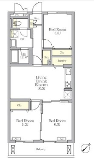 メゾンカルム中落合North 102 間取り図